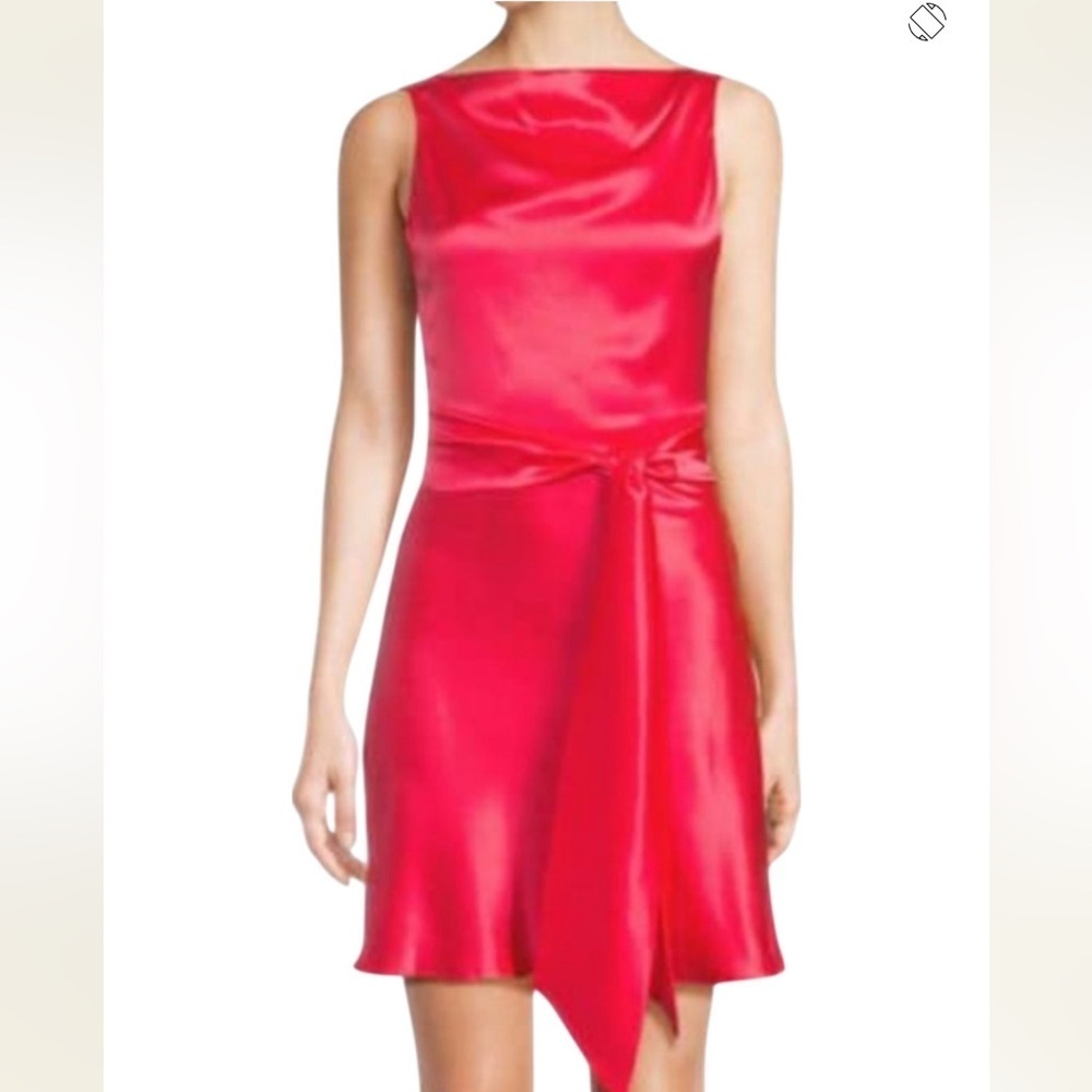NWOT Amanda Uprichard Pink Silk Bow Back Mini Dress